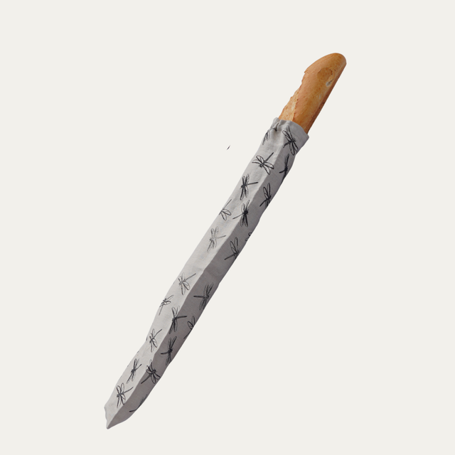 Linen Baguette Bag – Dragonfly Hand Printed French Stick Bread Bag Natural