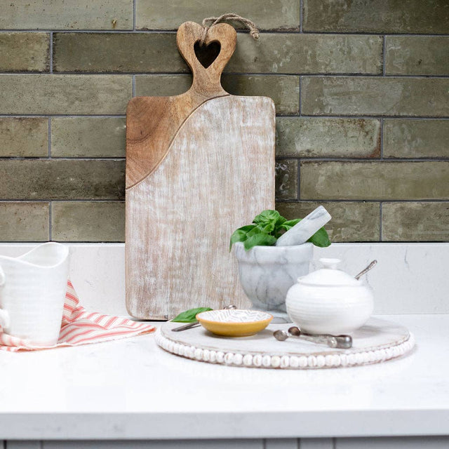 Amiens Large Dual Tone Mango Wood Chopping Board with Heart Handle