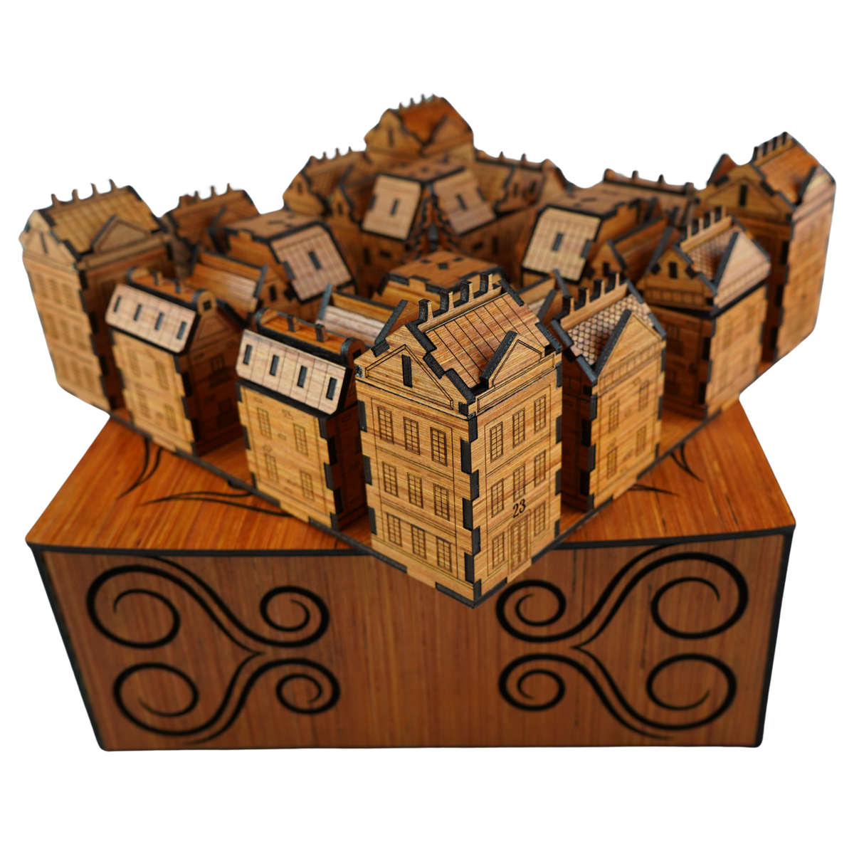 Christmas Advent Village (Cherry wood) including Festive 24 Filler Pack