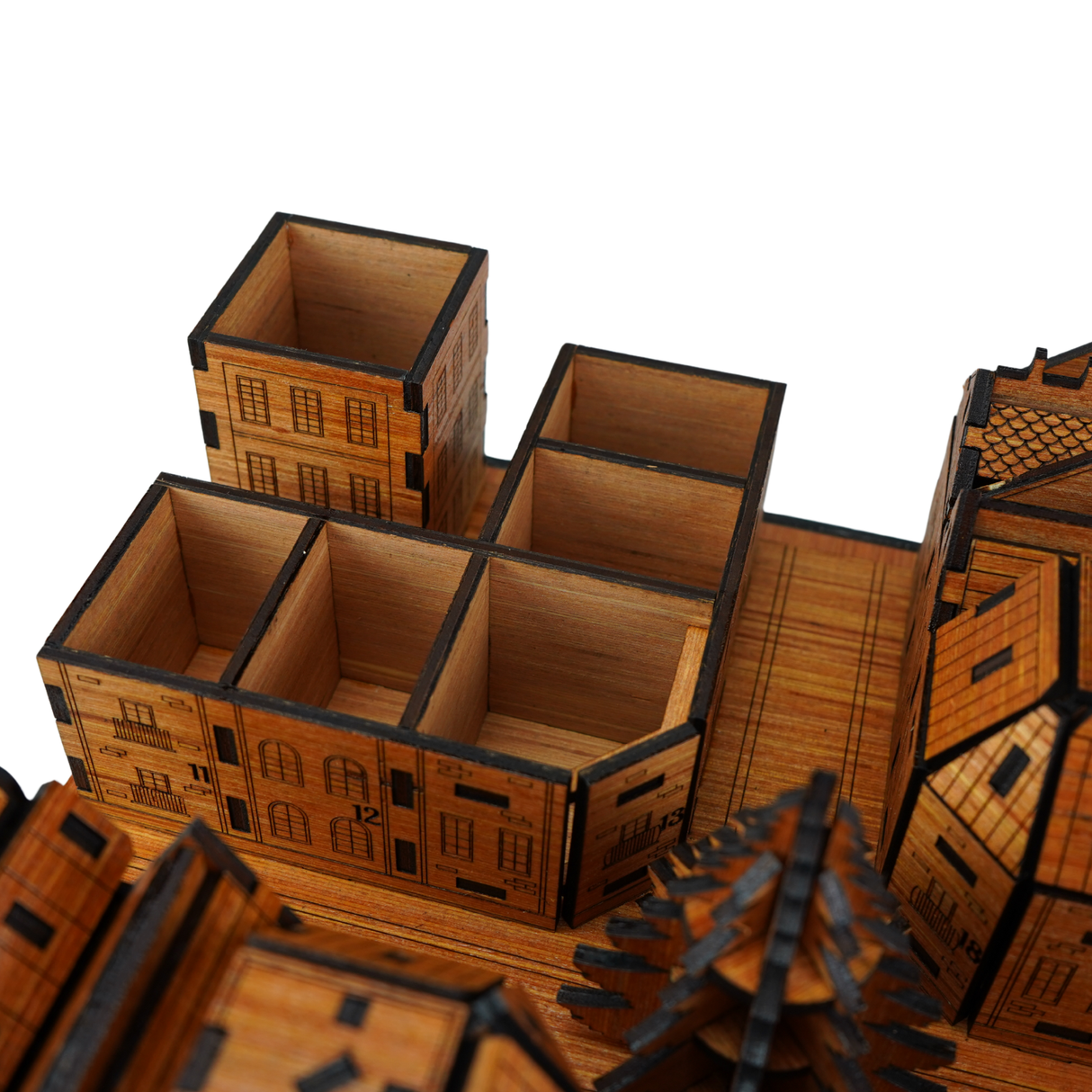 Christmas Advent Village (Cherry wood) including Festive 24 Filler Pack