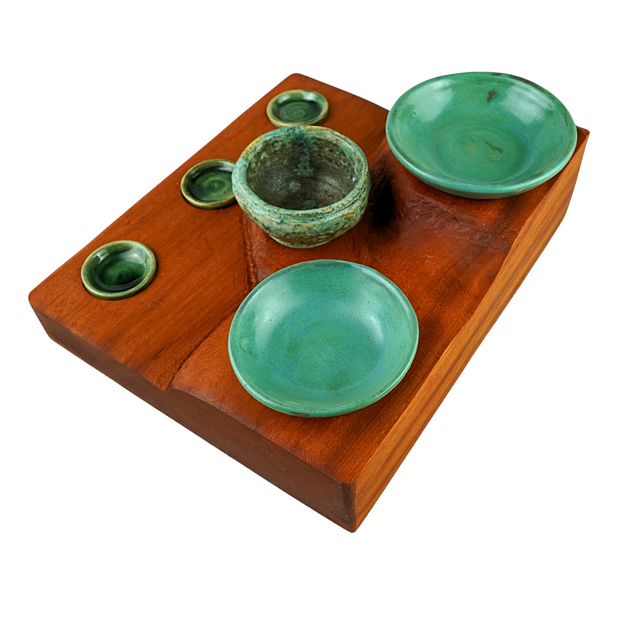 Osage with six stoneware pots