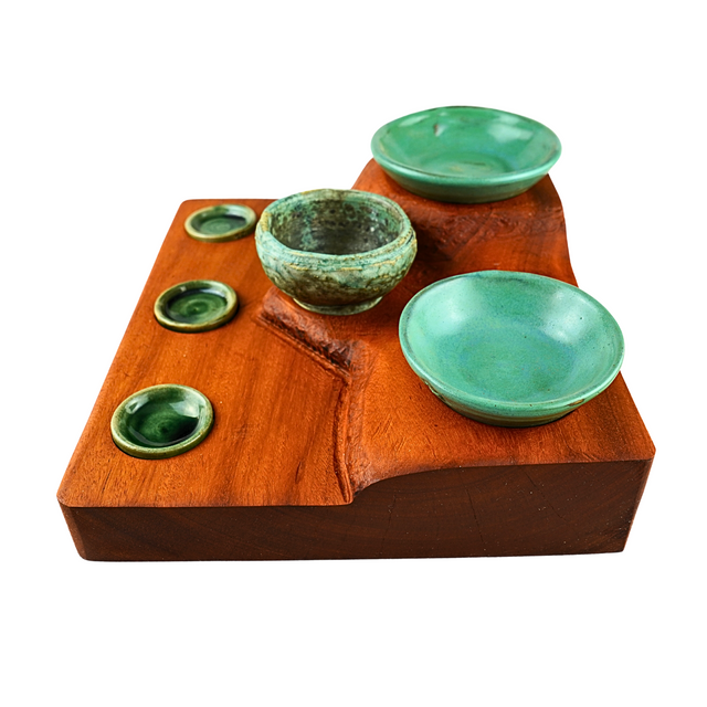 Osage with six stoneware pots