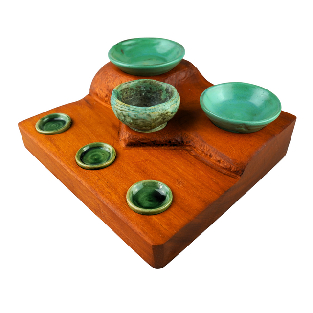 Osage with six stoneware pots