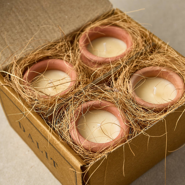 Handmade Terracotta Lavender Candles | Vishal Set of 4