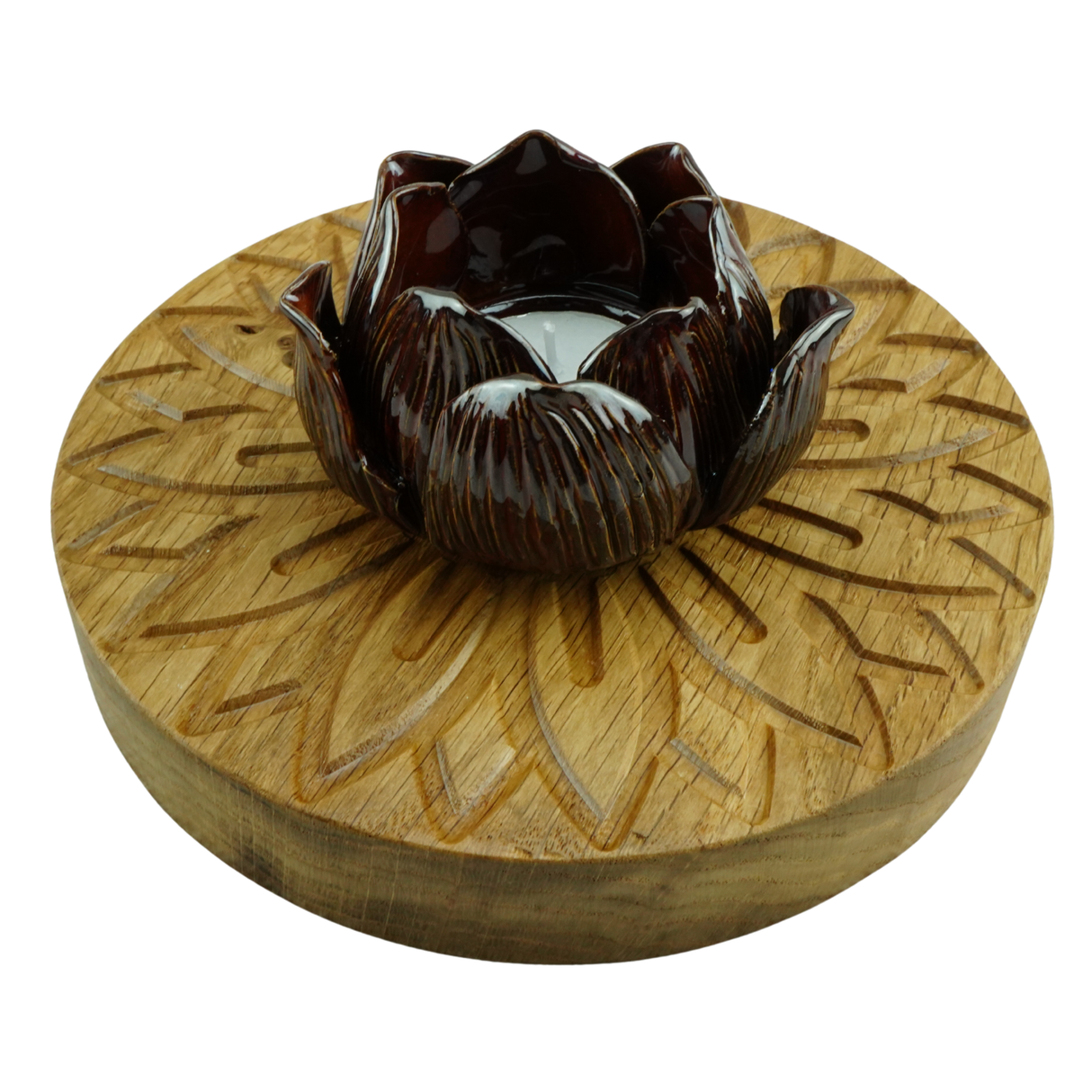 Flower Candle Holder - Burgundy