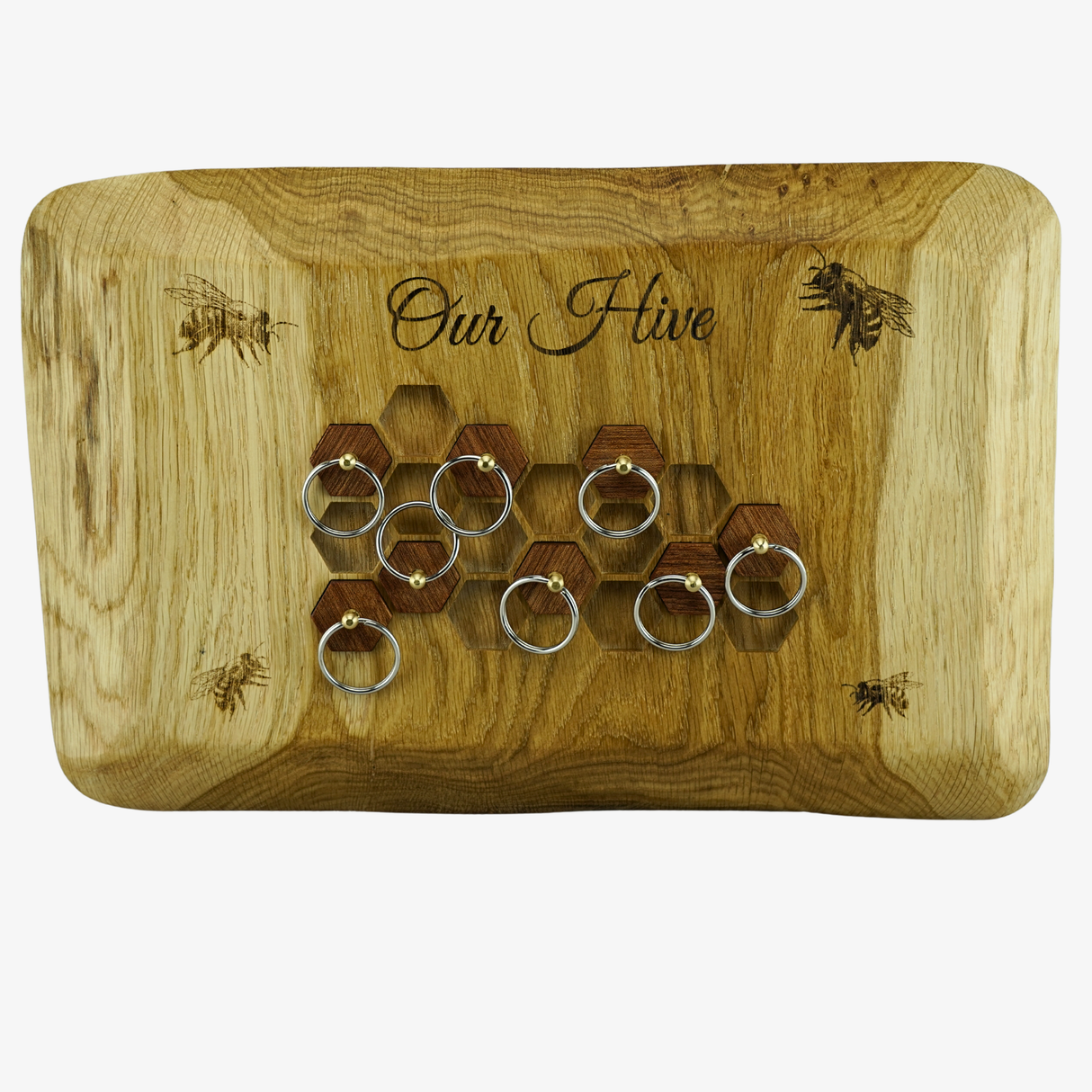 Hive-Style Wooden Key Ring Board - Our Hive