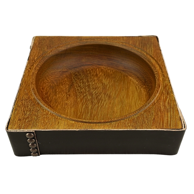 Leather Bound Oak Bowl – One-of-a-Kind Handcrafted Wooden Bowl