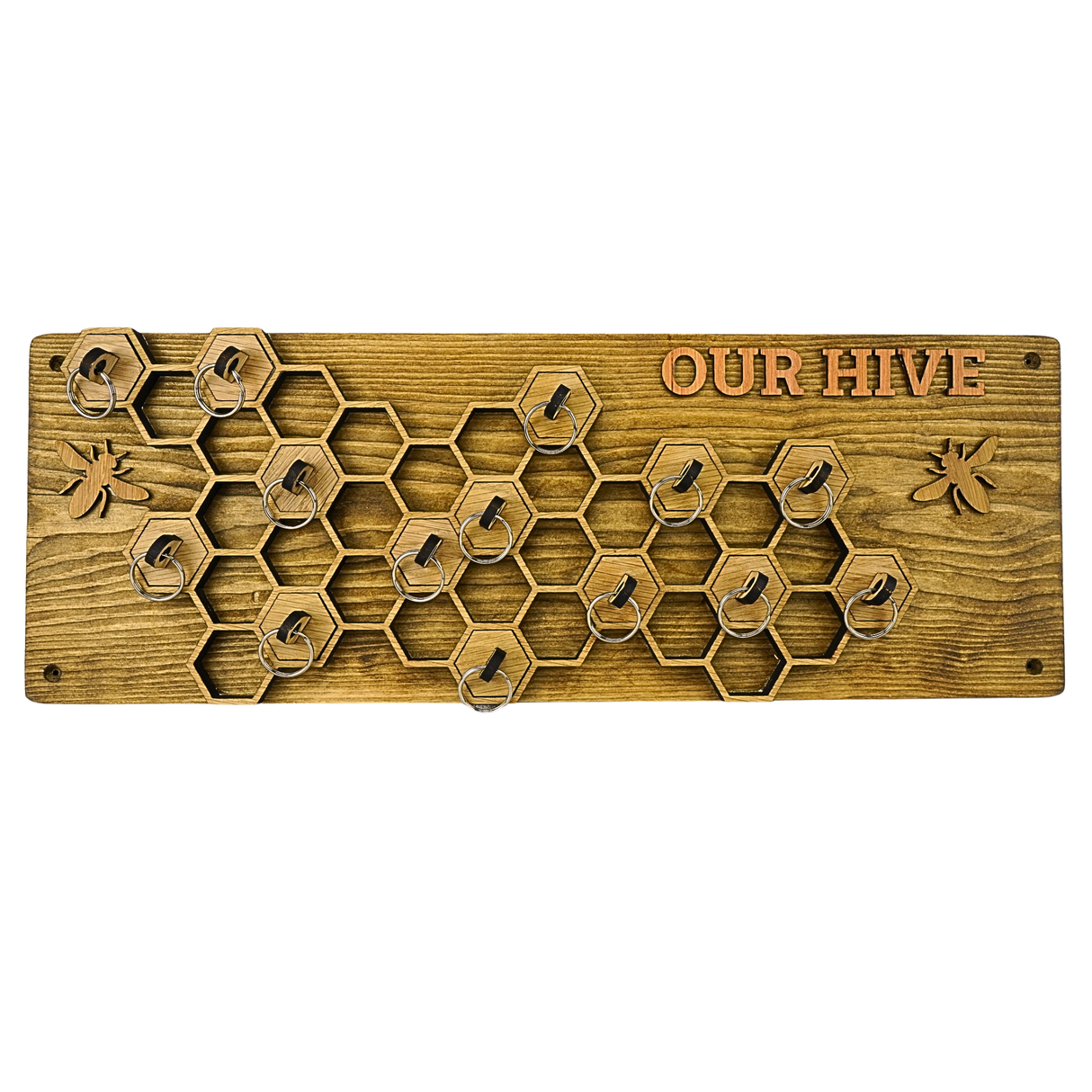 Hive-Style Wooden Key Ring Board