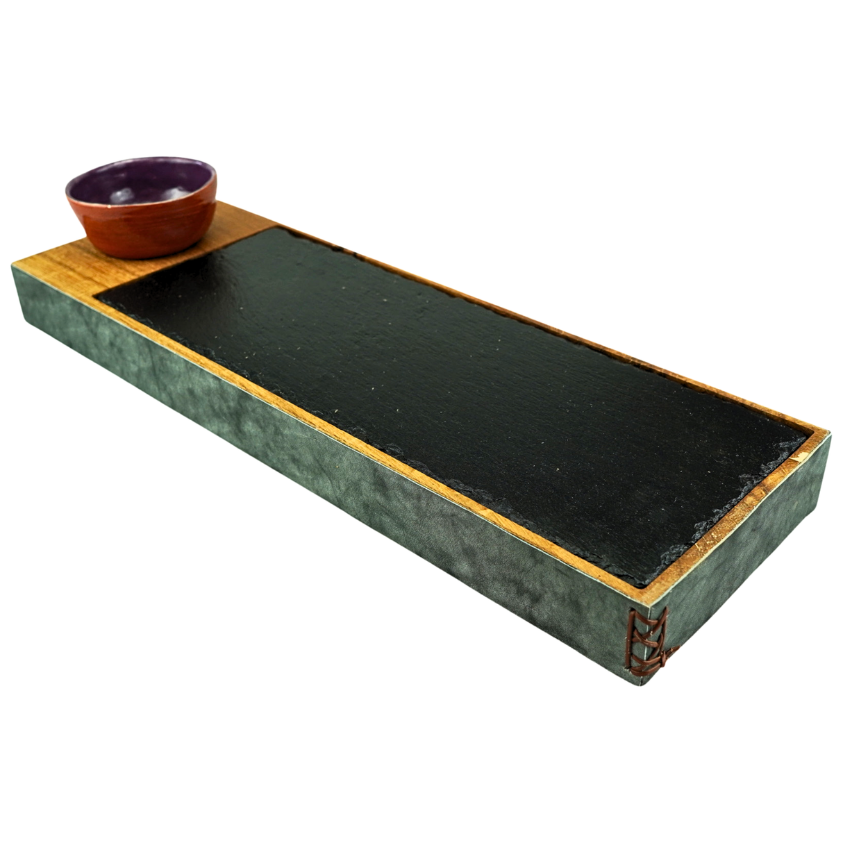 Reversible Wooden Tray with Stoneware Pot & Removable Slate