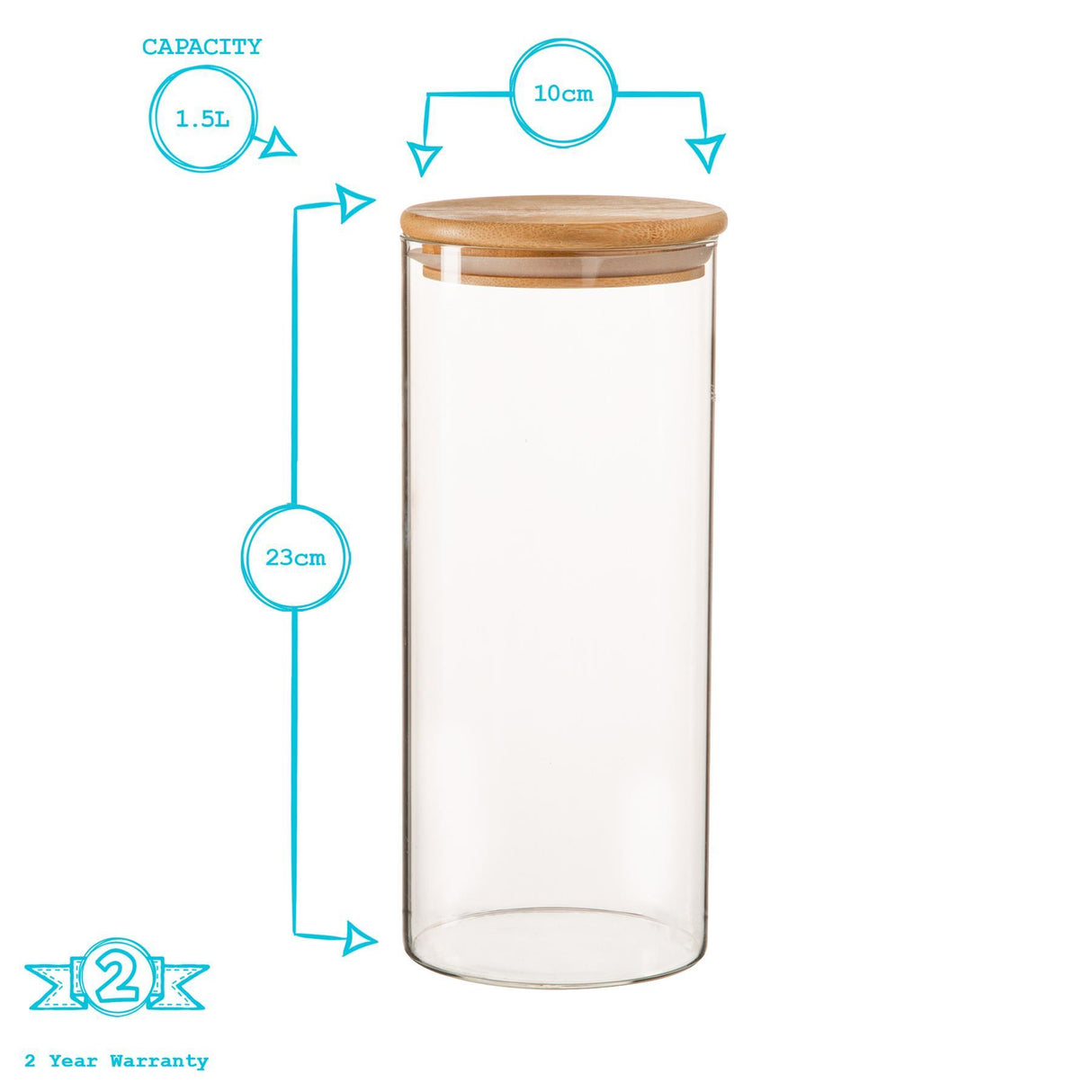 Scandi Glass Storage Jar with Wooden Lid – 1.5L