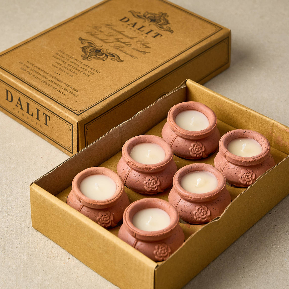 Handmade Terracotta Lavender Candles | Megah Set of 6