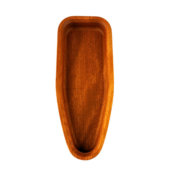 Wooden boat tray on a white background