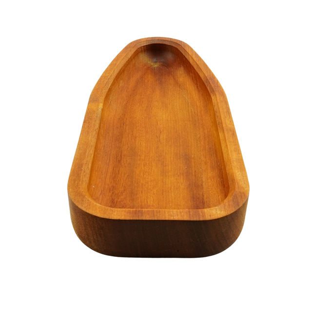 Wooden bowl with a smooth finish on a white background