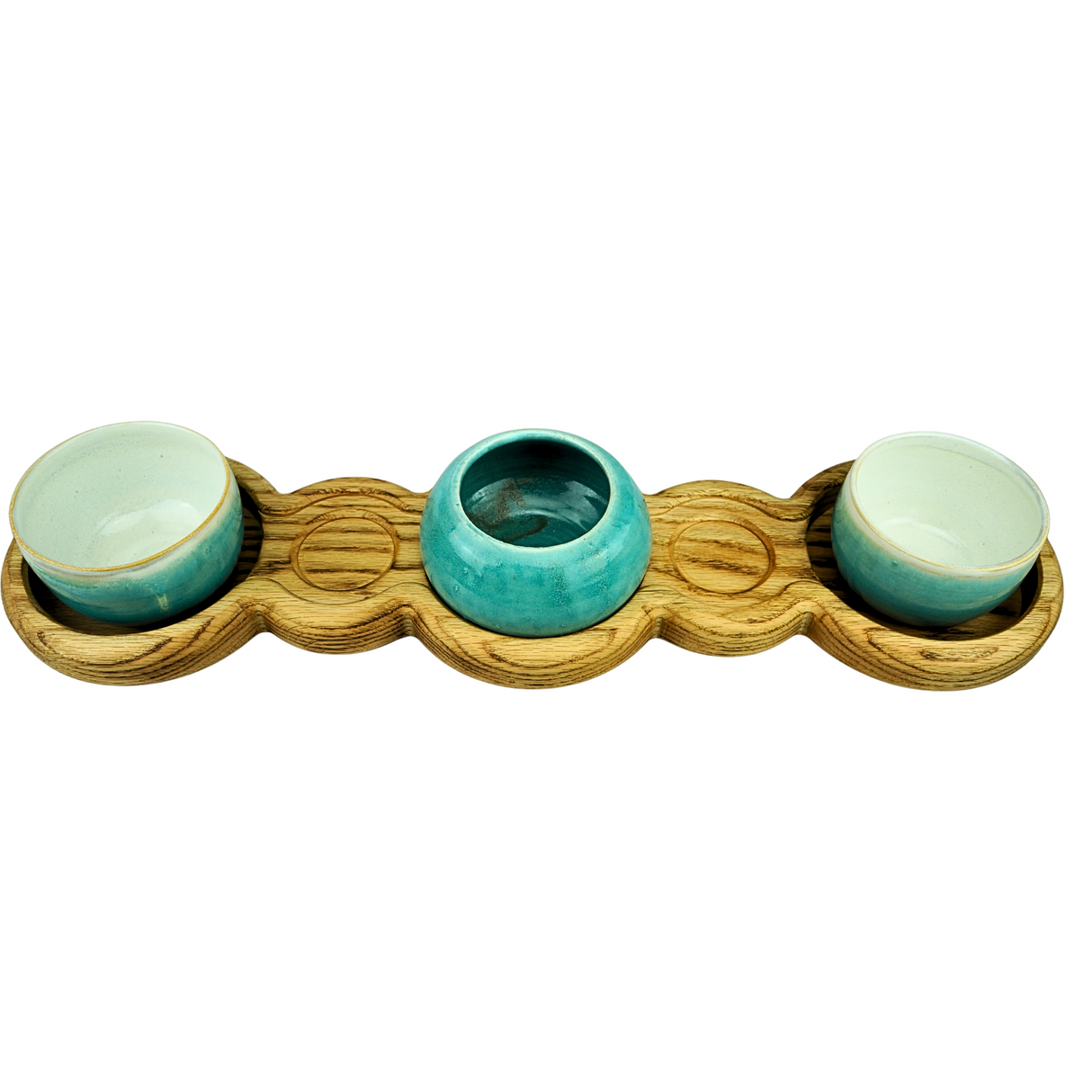 Classic Oak Table Centre with three Bowls