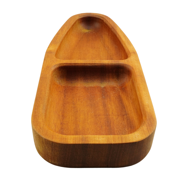 Wooden bowl with a smooth finish on a white background