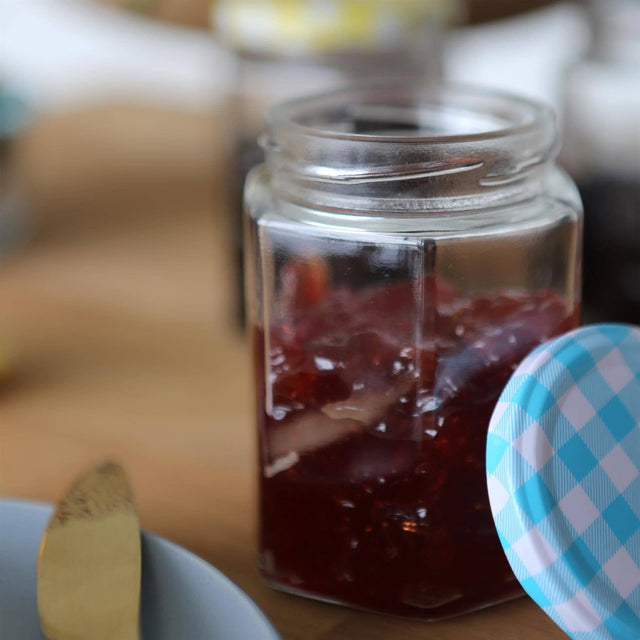 250ml Hexagonal Glass Jam Jar with Lid: Gold Lid