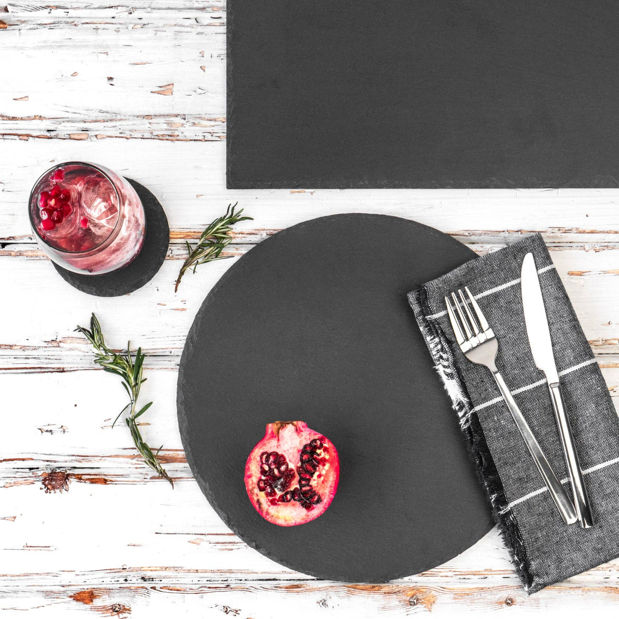 Round Natural Slate Drinks Coaster – 10cm (Optional Engraving)