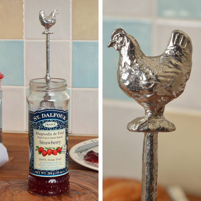 Chicken Jam Spoon | Long Pewter Jar Spoons With Hooks
