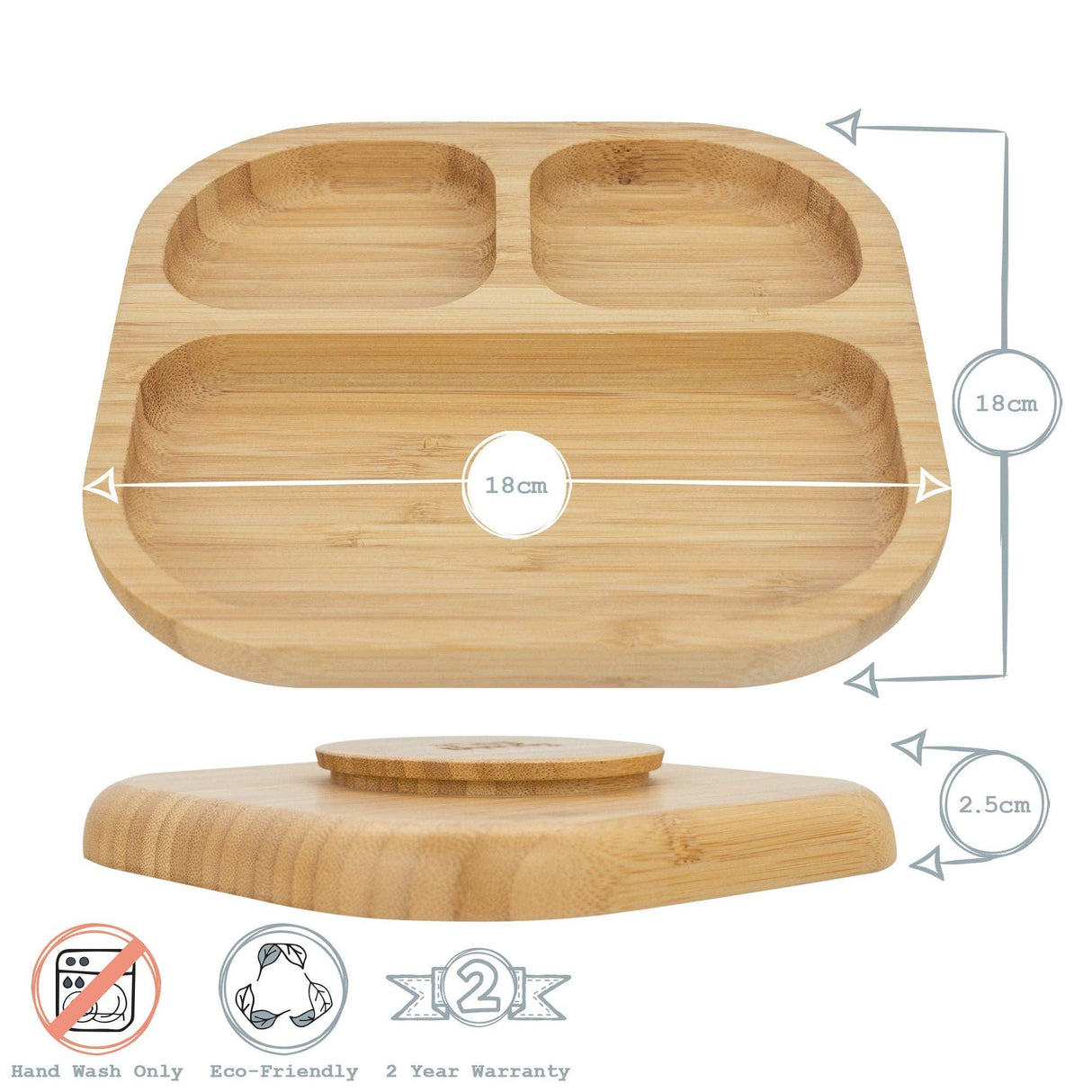 Tiny Dining Kids Bamboo Plate with Suction Cup Orange