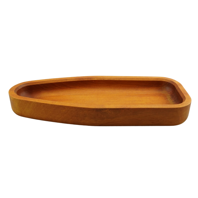 Wooden tray on a white background