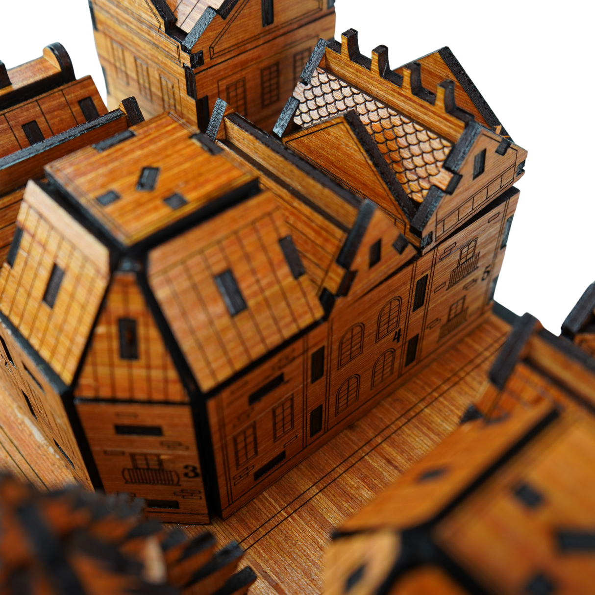 Christmas Advent Village (Cherry wood) including Festive 24 Filler Pack