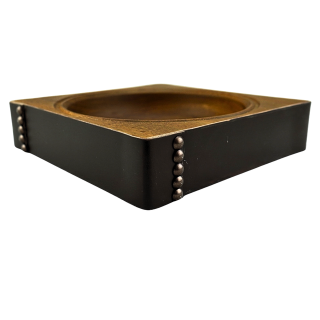 Leather Bound Oak Bowl – One-of-a-Kind Handcrafted Wooden Bowl