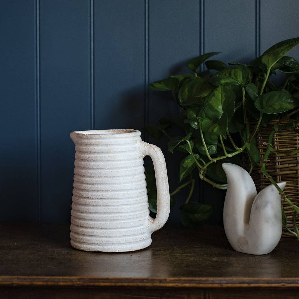 Swindale Terracotta Pitcher Vase – Decorative Off-White Vase