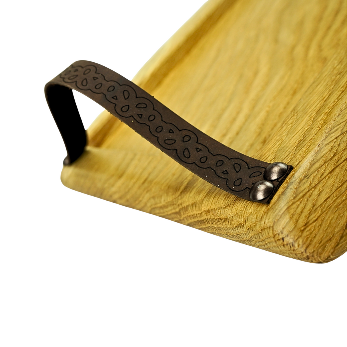 Classic Oak Tray with leather feature handles
