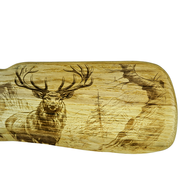 Oak Charcuterie Board – Stag Landscape Engraved Serving Board (Waney Edge)