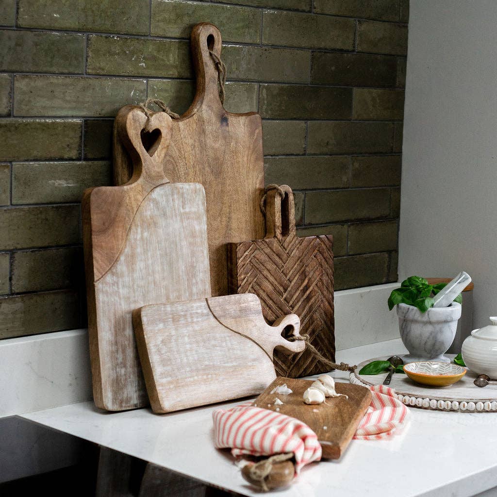 Large Mango Wood Chopping Board with Heart Detail