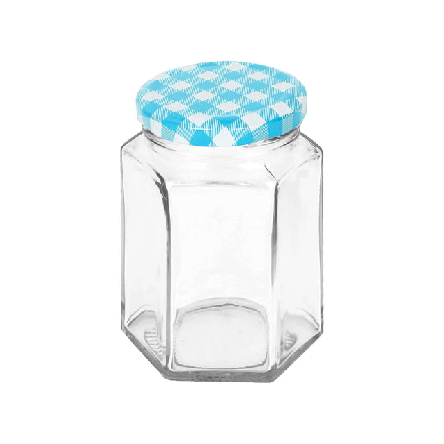 250ml Hexagonal Glass Jam Jar with Lid: Green Lid
