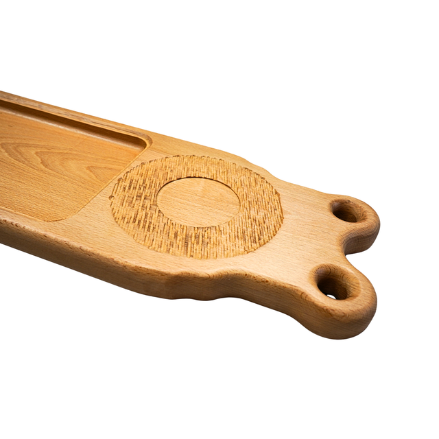 Ash Serving Board with Stoneware Pots – One-of-a-Kind Handcrafted Display Piece