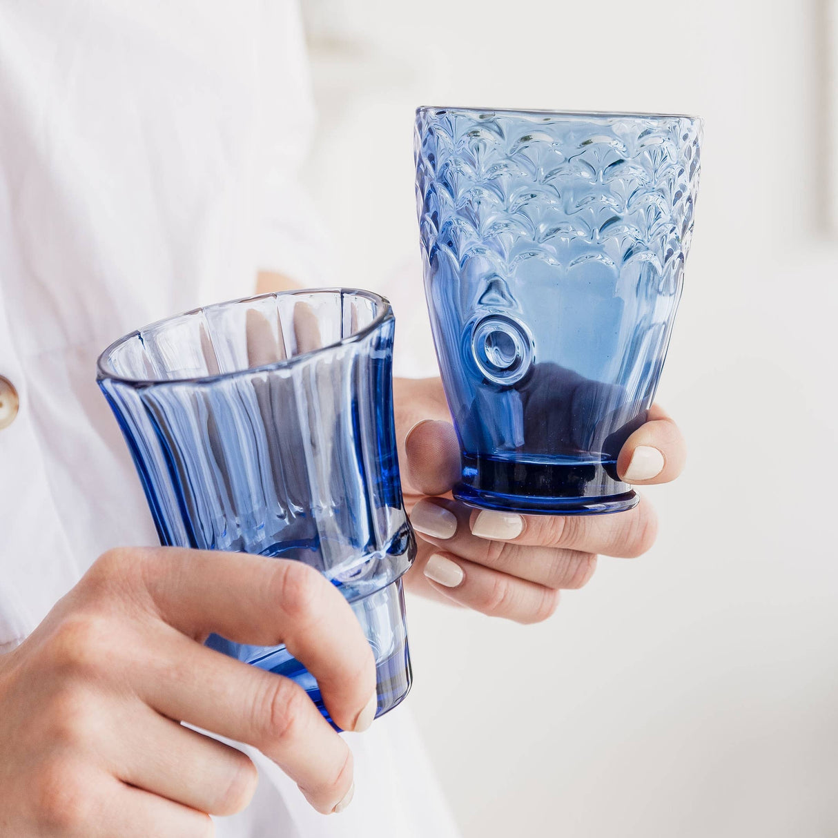 Fish Stacking Drinking Glasses – Blue Set of 4 (250ml Tumblers)
