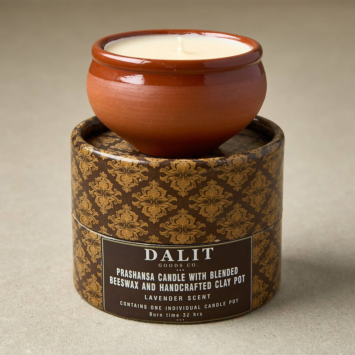 Glazed Beeswax Terracotta Candle – Original Lavender Scent