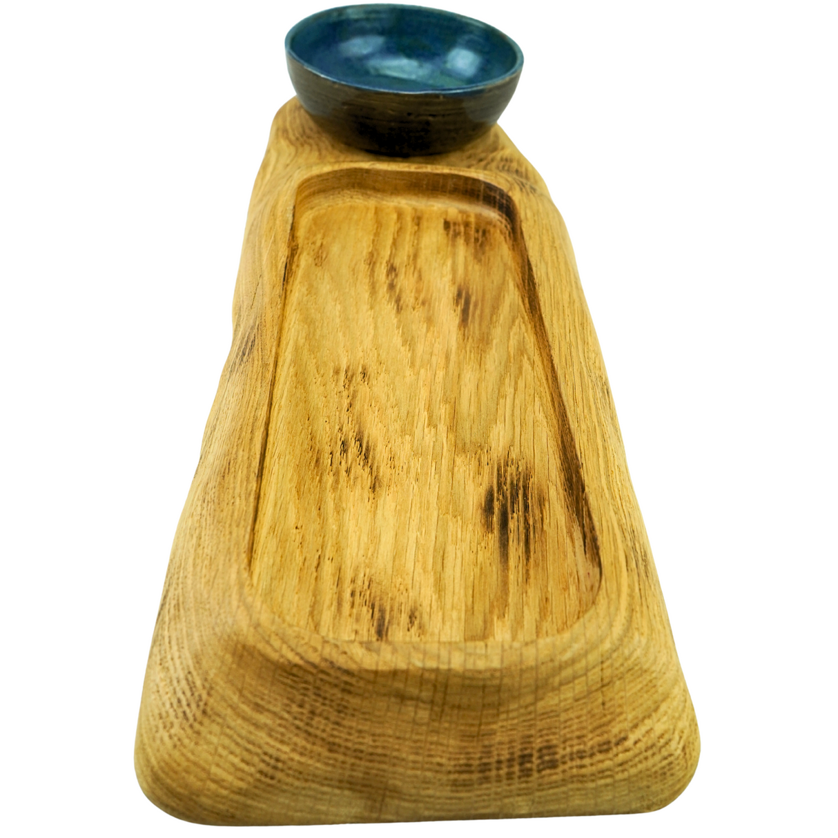Light Oak Serving Board With Dipping Pot