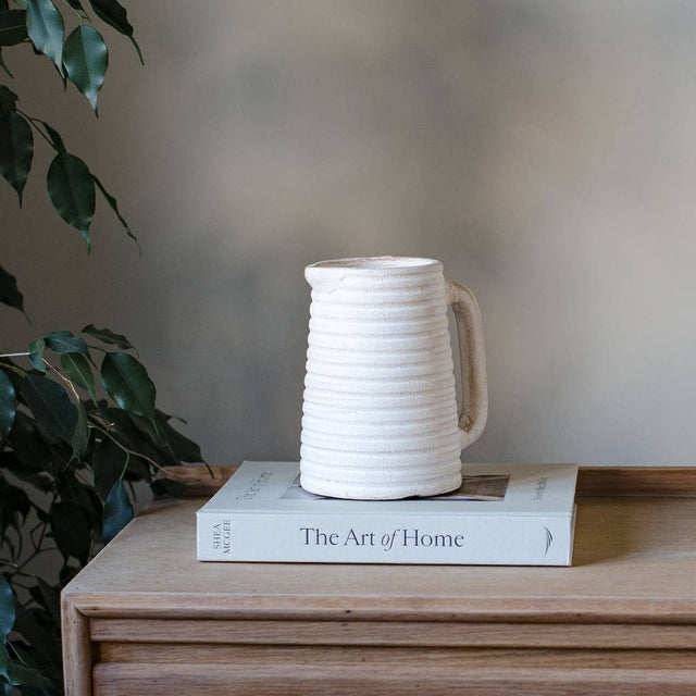 Swindale Terracotta Pitcher Vase – Decorative Off-White Vase