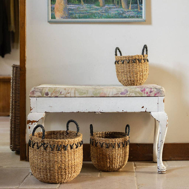 Haora Seagrass Storage Baskets with Tapered Base – Set of 3