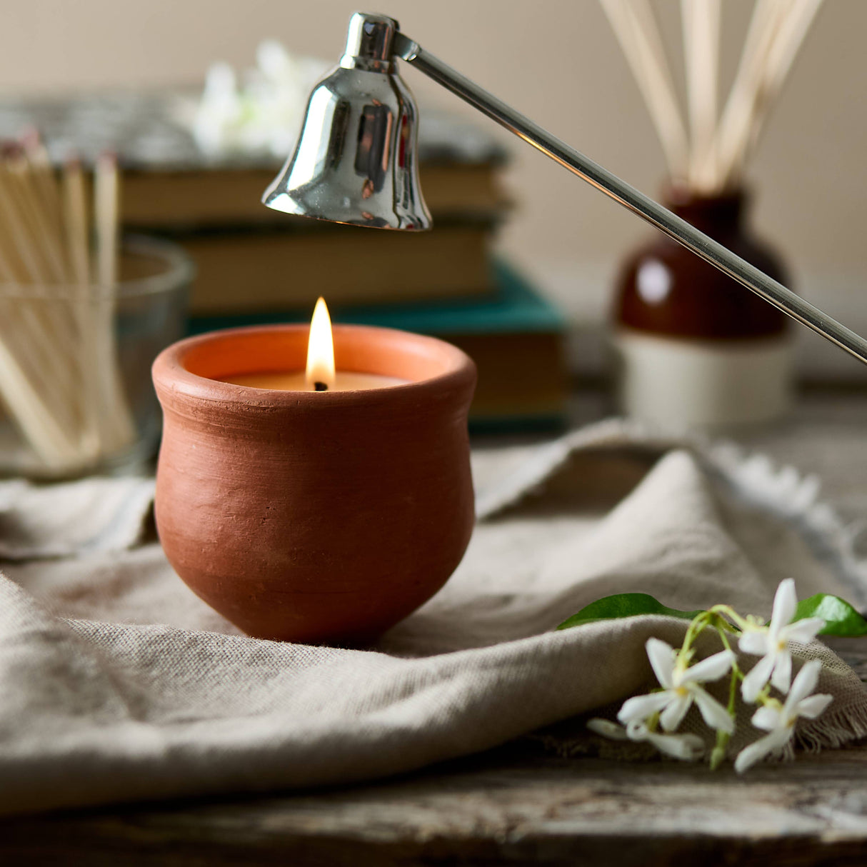 Handmade Terracotta Jasmine Candle | Pavani Beeswax Candle