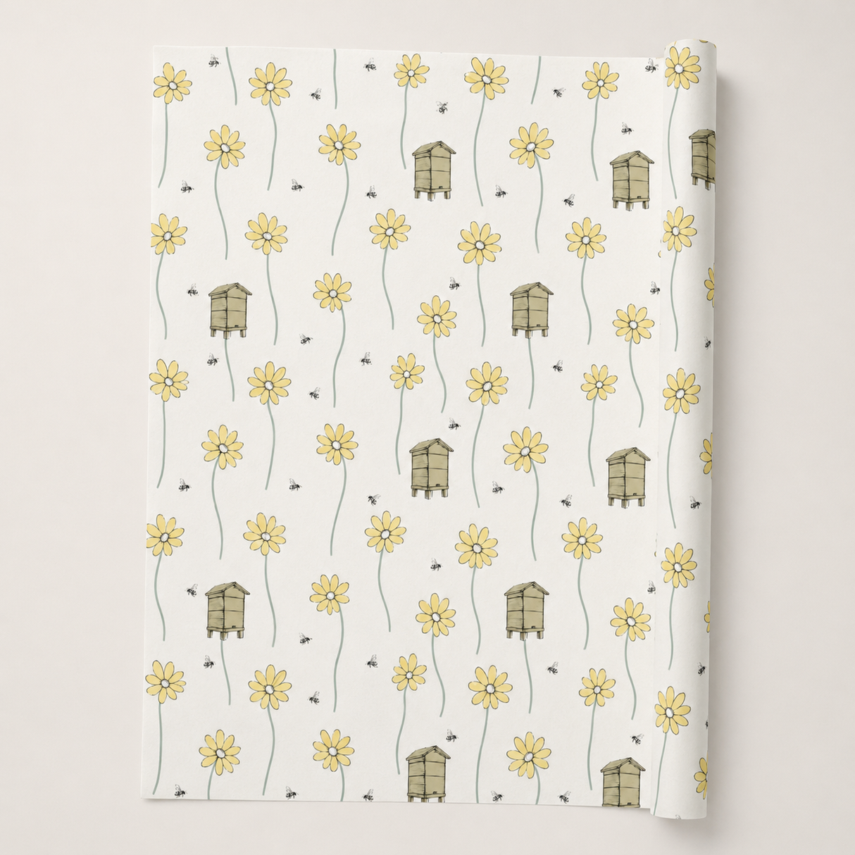 Daisy & Beehive Wrapping Paper – A1 Botanical Gift Wrap