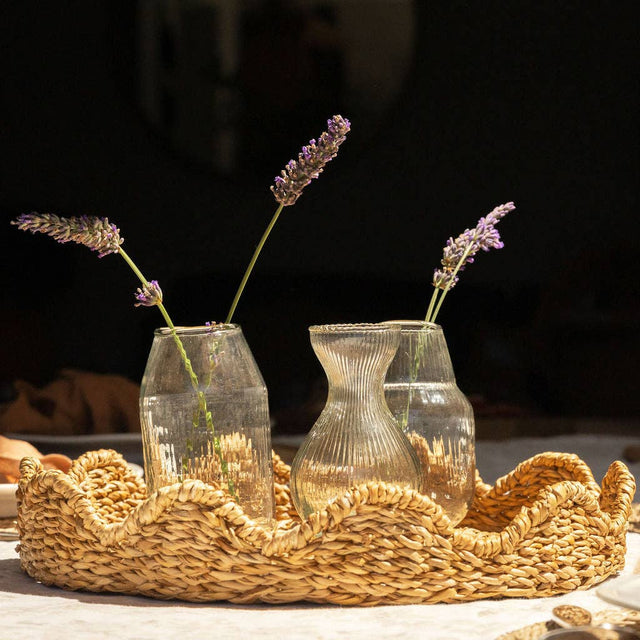 Bangali Scalloped Lidded Seagrass Storage Baskets – Set of 3