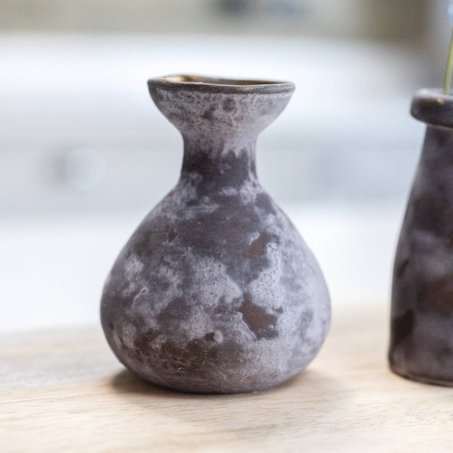 Stone Smoked Glass Bud Vase Set