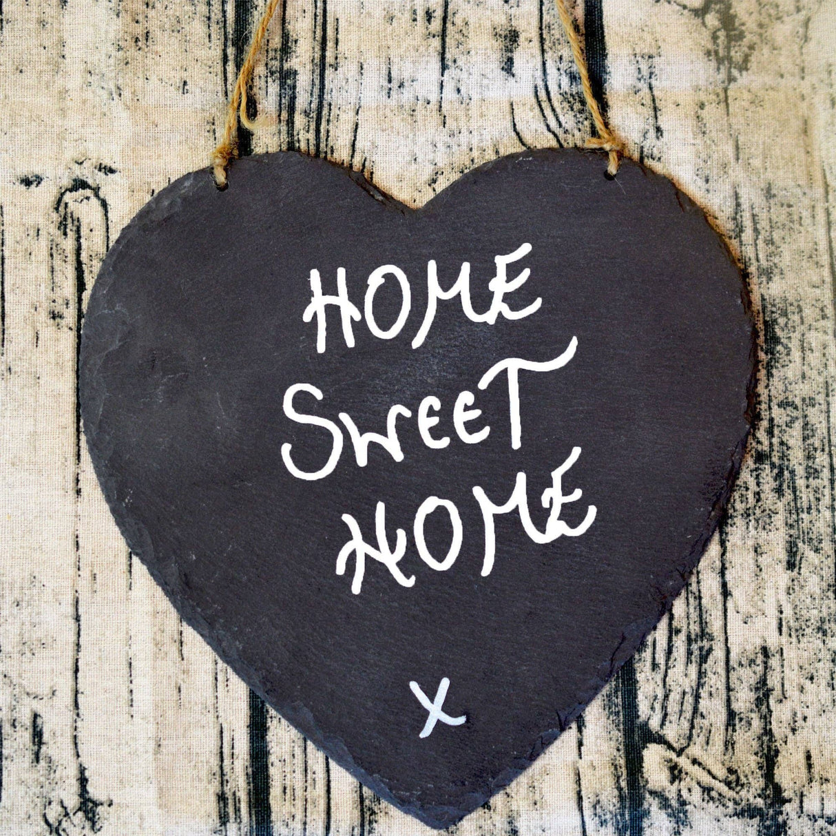 Personalised Large Heart Slate Sign | Engraved Hanging Slate Board