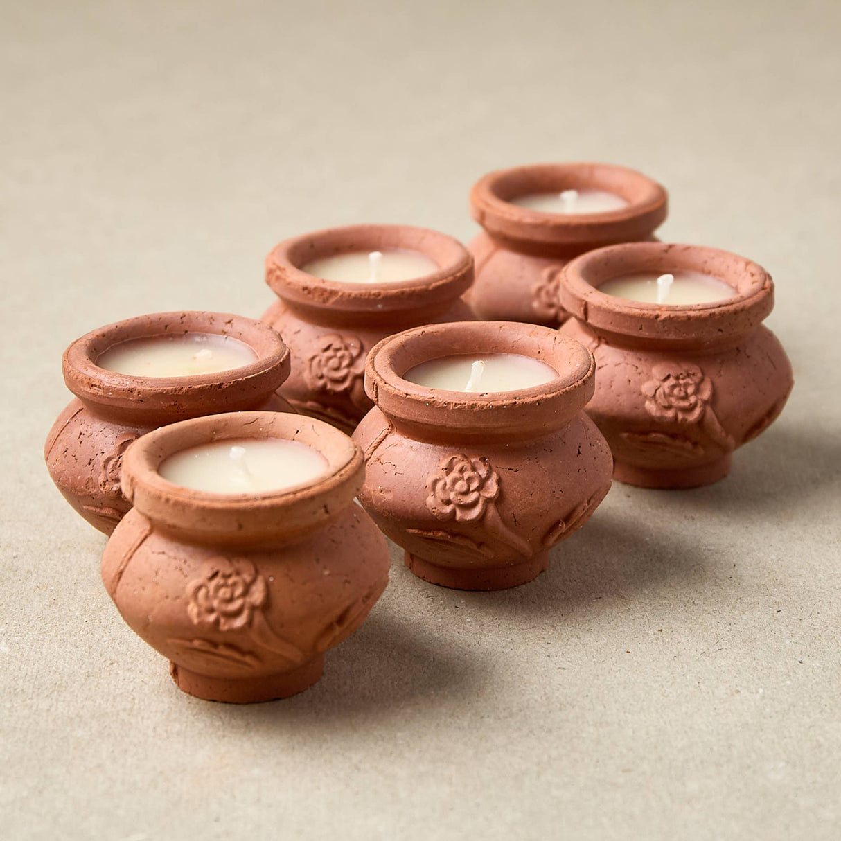 Handmade Terracotta Lavender Candles | Megah Set of 6