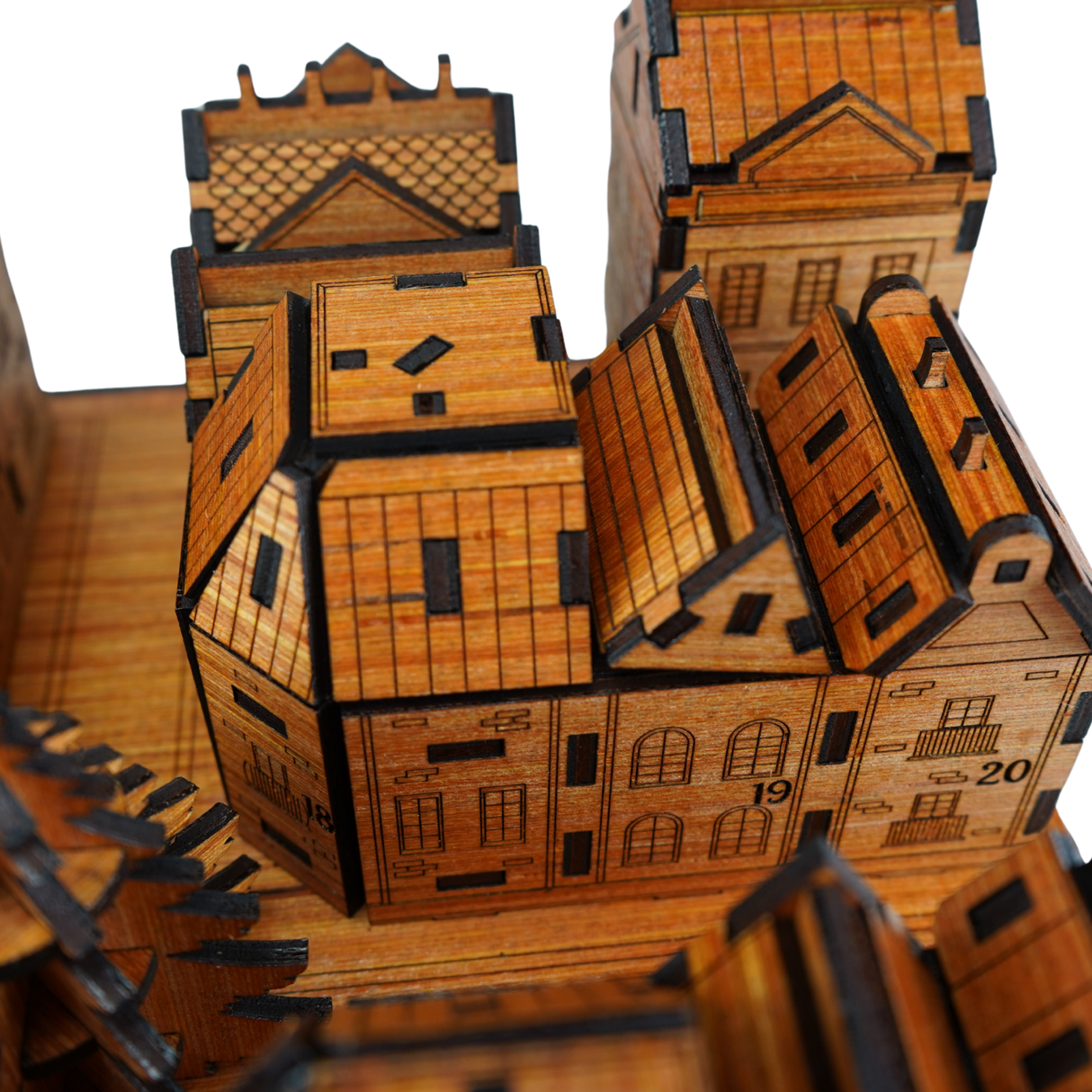 Christmas Advent Village (Cherry wood) including Festive 24 Filler Pack