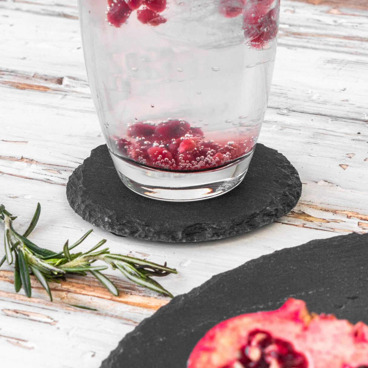 Round Natural Slate Drinks Coaster – 10cm (Optional Engraving)