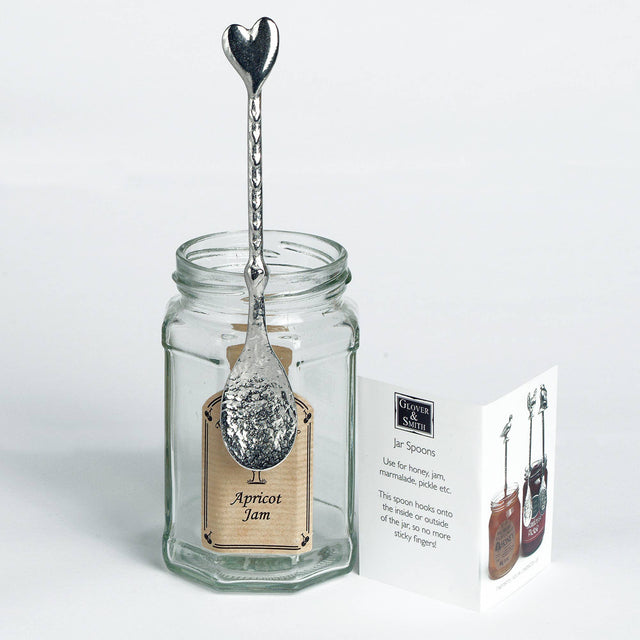 Heart Pewter Love Spoon, Jam Jar Spoons With Hooks