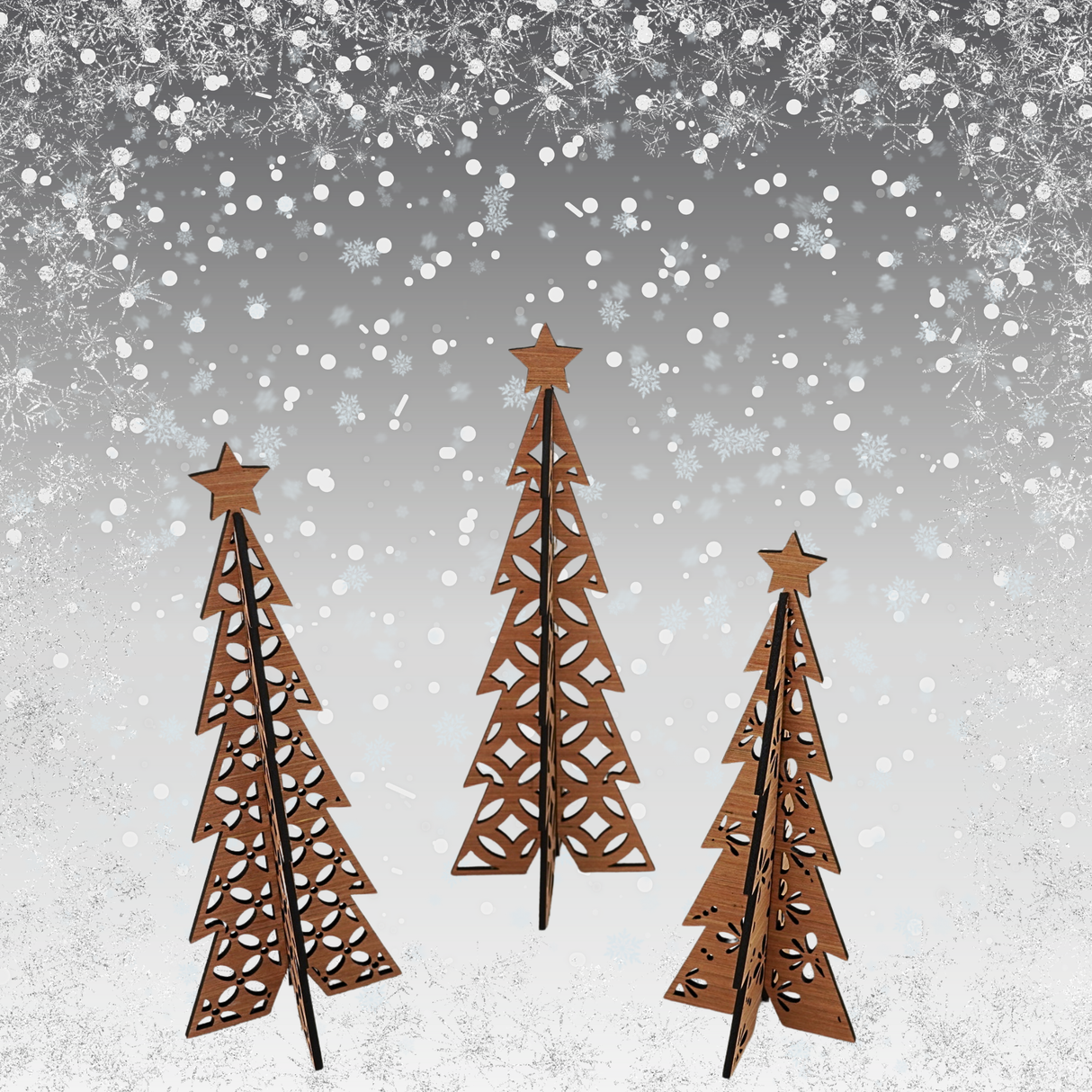 Set of 3 Small Christmas Trees (Cherry)