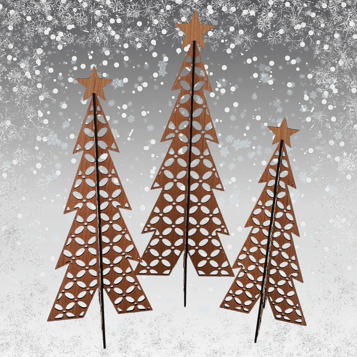 Set of 3 Large Christmas Trees (Cherry)