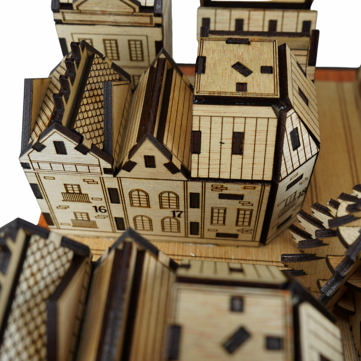 Christmas Advent Village (Light wood) including Festive 24 Filler Pack