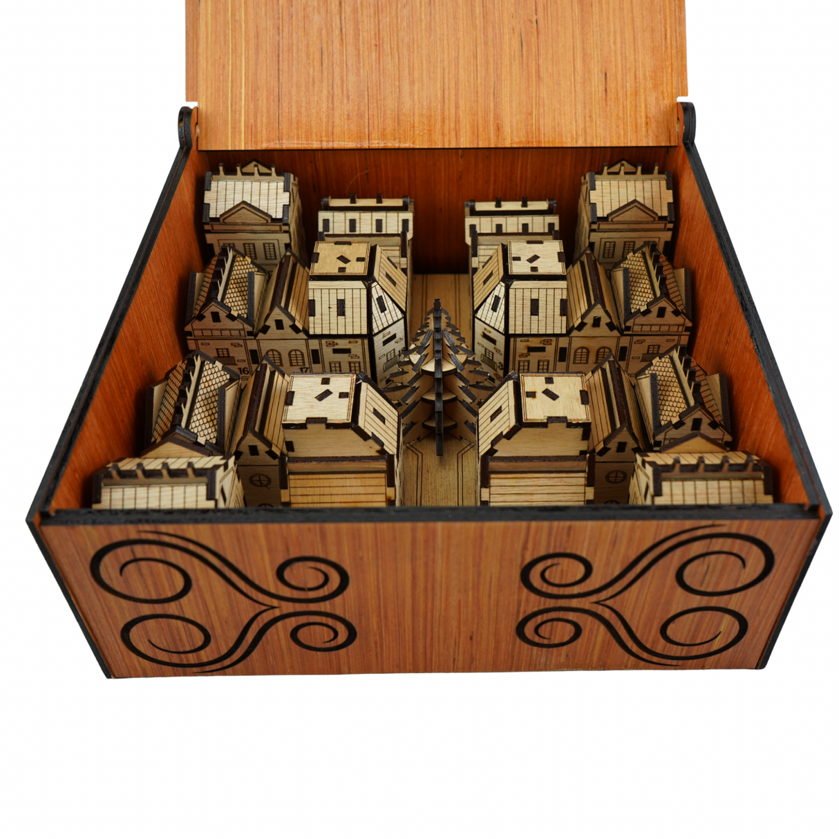 Christmas Advent Village (Light wood) including Festive 24 Filler Pack